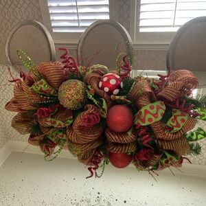 Whimsical Red Green Christmas Centerpiece